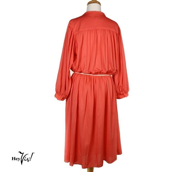 Vintage Peach Pink Pleated Dress Flowy Style Willi of California Sz XL - Hey Viv - Picture 4 of 6